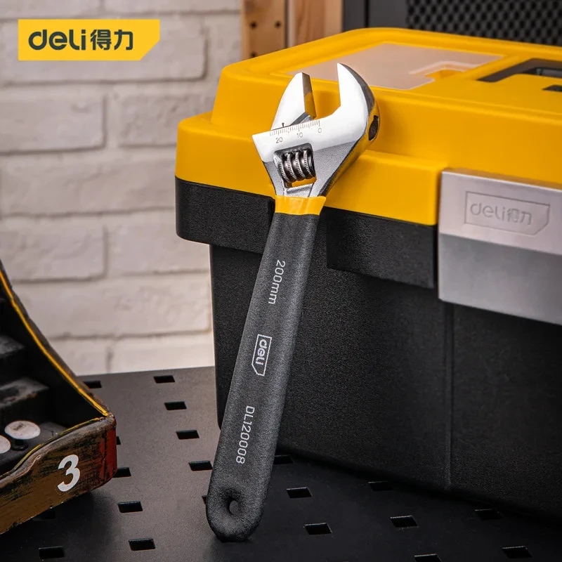 DELI Verstellbarer Schraubenschlüssel, Universalschlüssel, Dip-Kunststoff, Kohlenstoffstahl, mechanische Werkstatt, Handreparaturwerkzeuge, Auto-Fahrradschlüssel – Detail 1