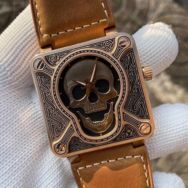 

STEELFLIER мужские дайверские часы 46 мм бронзовые квадратные автоматические механические наручные часы 20 бар водонепроницаемые C3 светящееся сапфировое зеркало NH35