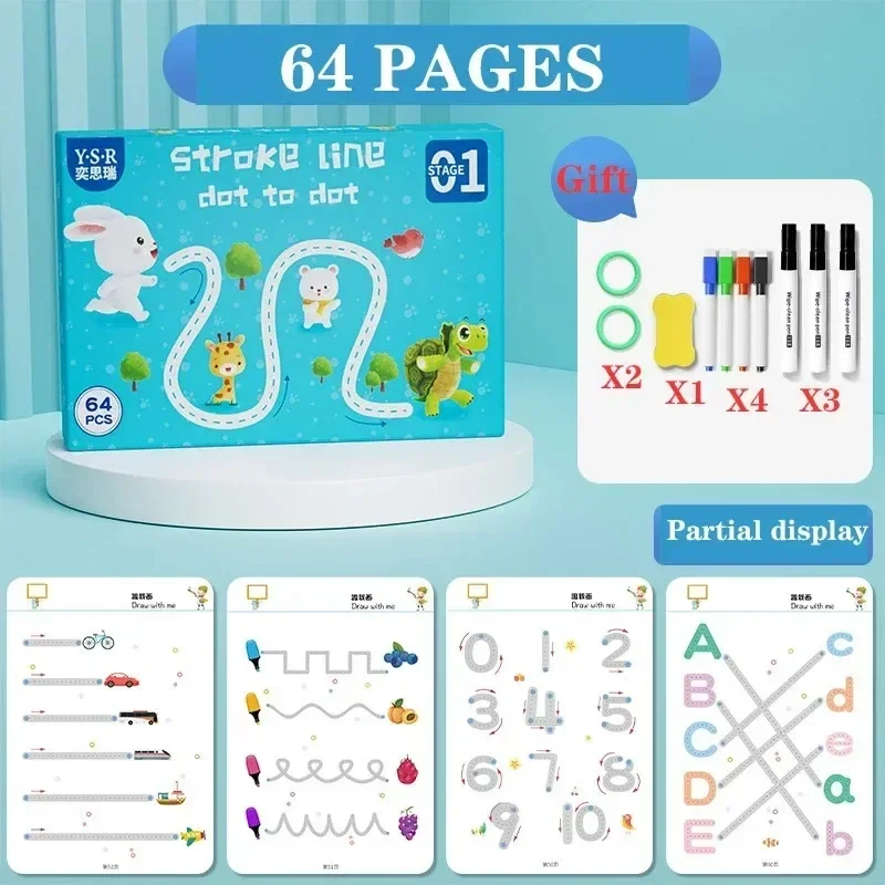 Reusable Magical Tracing Workbook Magic Practice Copybook Control Training Book Children Montessori Drawing Education Stationery