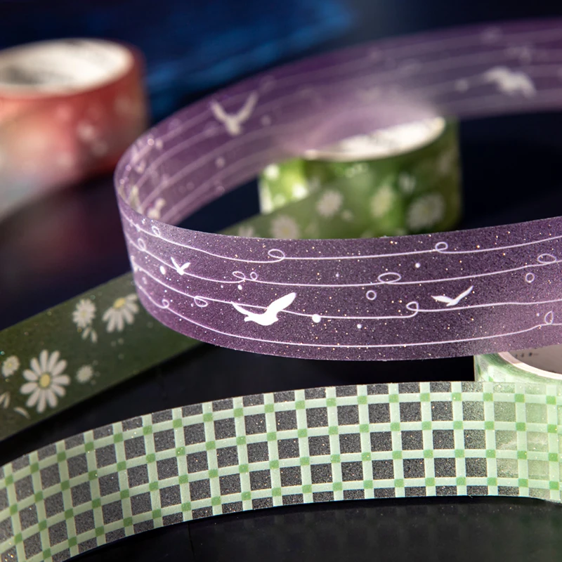 20mm*2m sparkling Tape Set Lace Hand Tape Stickers Transparent PET Junk Journal Supplies, for DIY Crafts Decorative Stickers