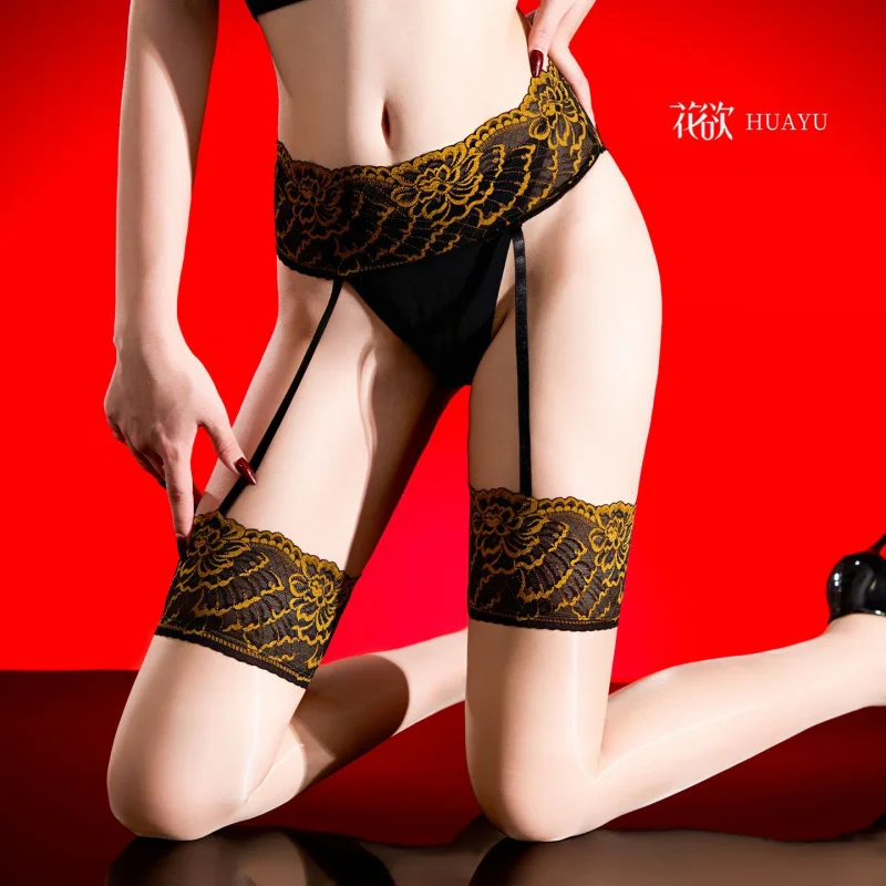 Lace Aurora Glossy One-Piece Garter Stockings Long Tube Over-the-Knee Socks Ultra-Thin Sexy Color-Block Hot Girl Stockings