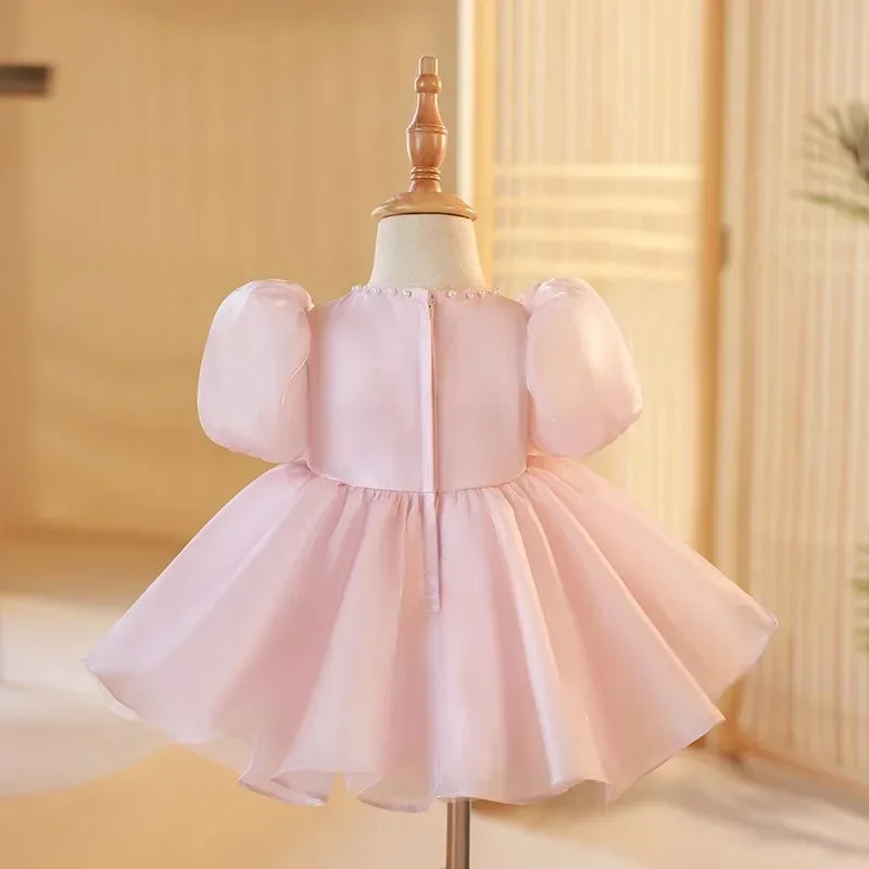 

Pink Lace Baby Girl Dresses for Birthday Baptism Dresses Appliques Kids Wedding Party Princess Tulle Tutu Gown Formal Costume