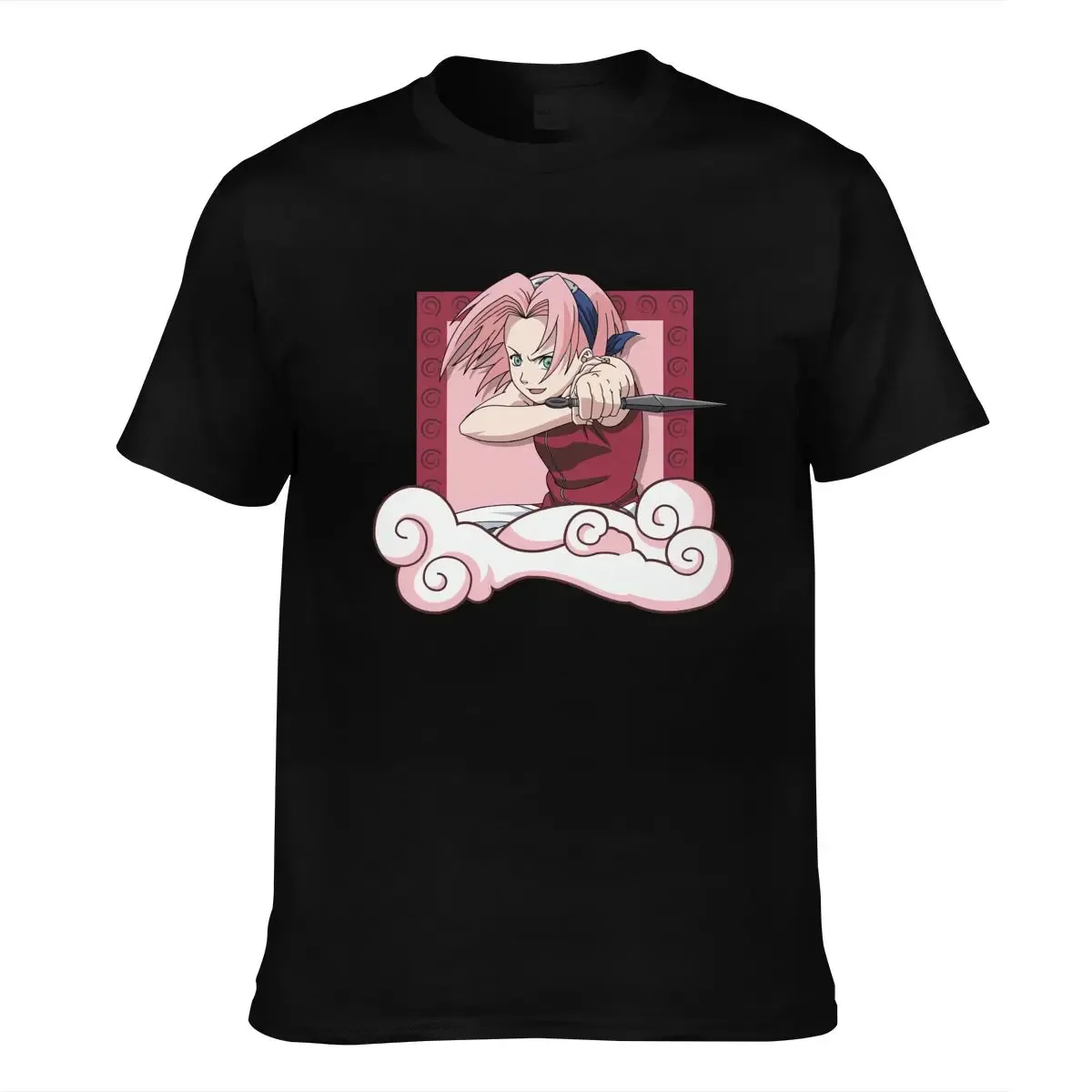 Sakura Haruno Print Men T Shirt O-Neck Simplicity Casual Cotton Top Tees Fashion Cool Funny Anime Summer Tshirts Clothes