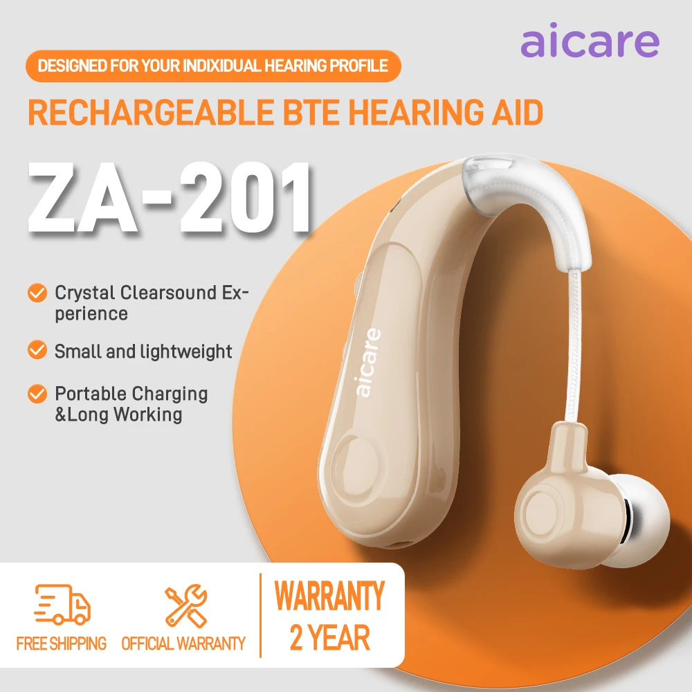 Aicare Rechargeable Digital Hearing Aid BTE Adjustable Tone Sound Amplifier Portable Deaf Elderly digital Hearing Aid