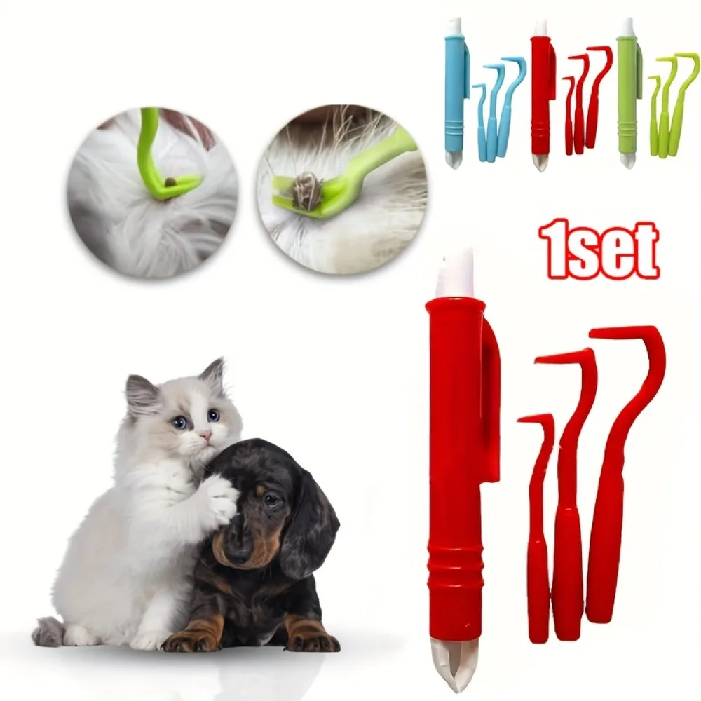 Pet Flea Tick Remover Tweezers, Double-Action Lice Tool Non-Slip PP Handle for Cats Dogs Universal Pet Grooming Supplies view 6