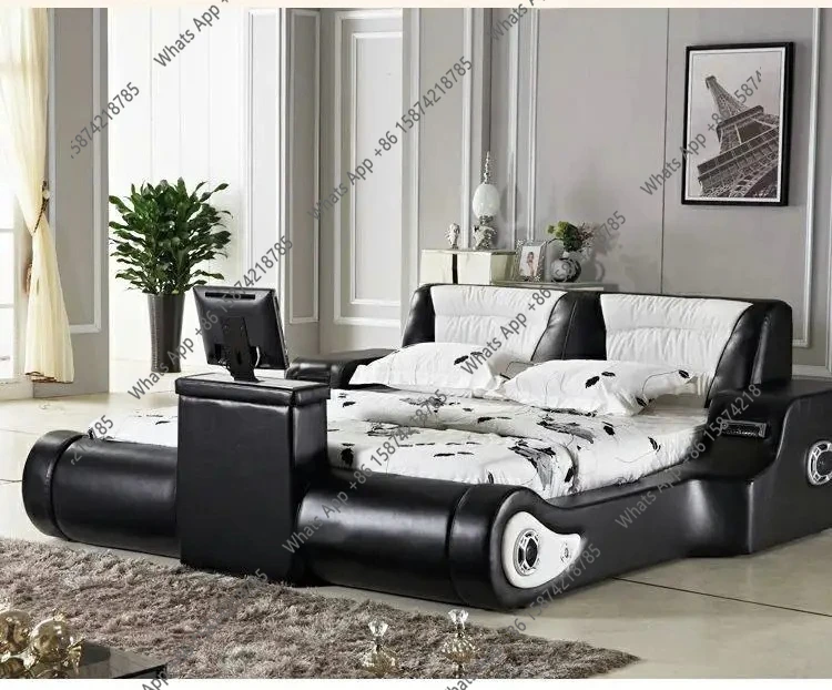 

HC 1.5M 1.8m Double Bed Leather Art Soft Bed TV Audio With Lifting Video Massage Bed With Audio Massage Bedroom