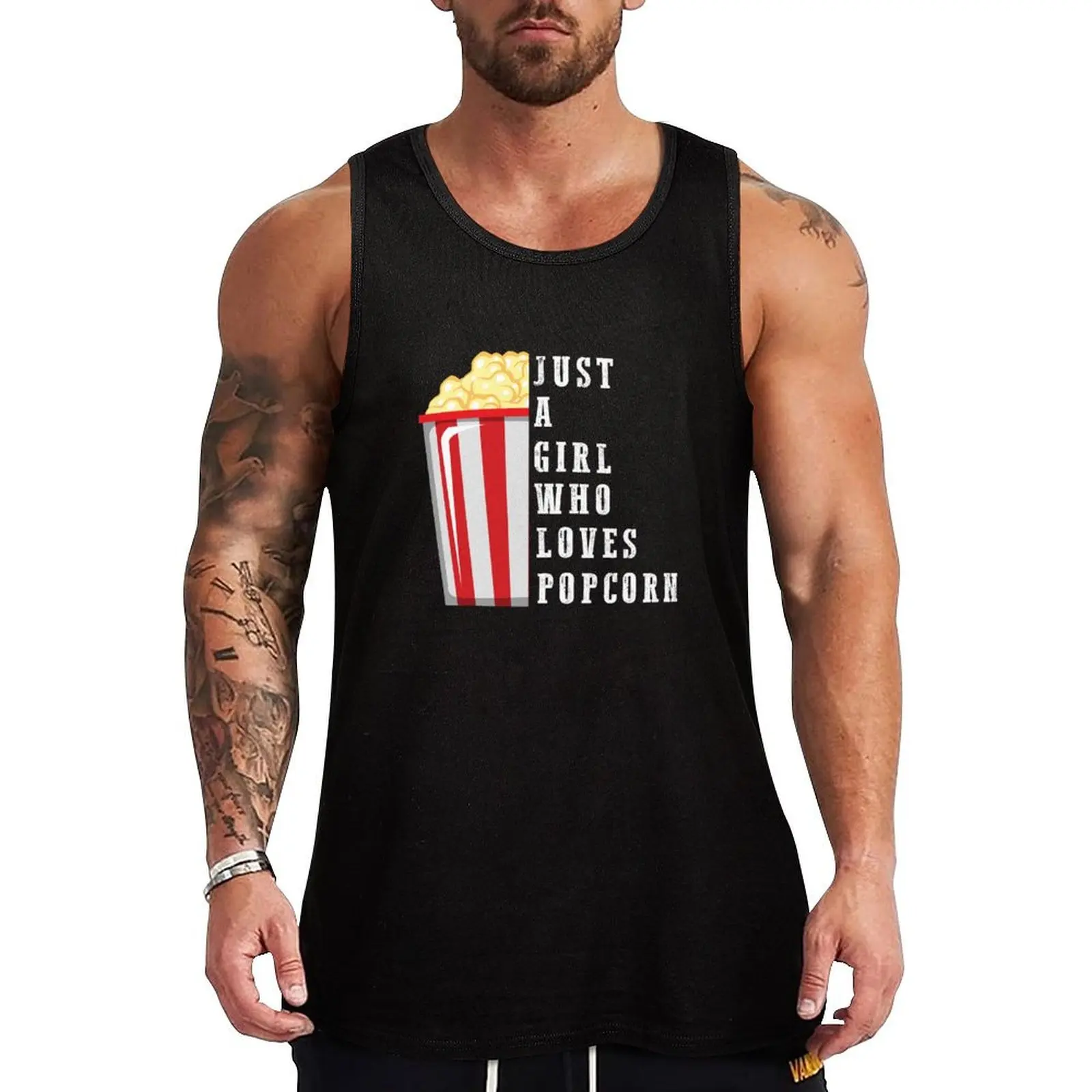 

Just A Girl Who Loves Popcorn Tank Top men gym basketball clothing