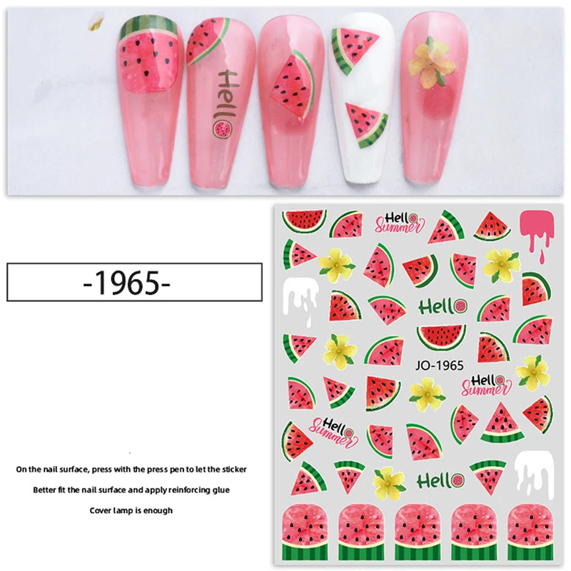 Lime Lemon 3D Nail Art Stickers Decals Adhesive Slider Summer Juicy Fruits Nail Pattern DIY Manicure Decorations