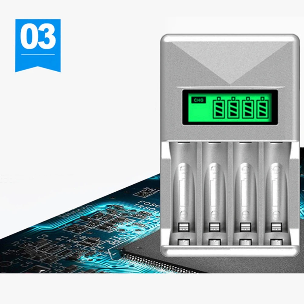 Caricabatteria COFA con caricabatteria intelligente a 4 slot per batterie ricaricabili AA / AAA Nicd Nimh Display LCD