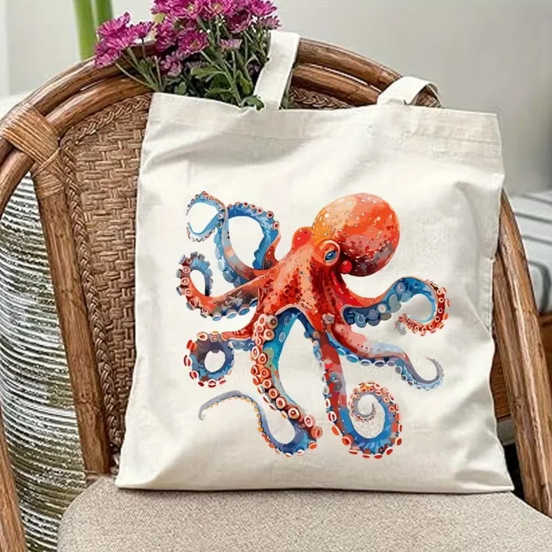 

Octopus Print Tote Bags - Large Capacity Handbags for Beach, Picnics, Parties & Travel Gift for Ocean Lovers, Beach Accessories