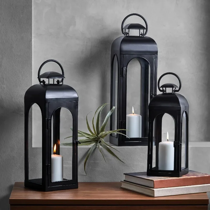 

NEW Black Metal Lantern Candle Holder, 18", Medium