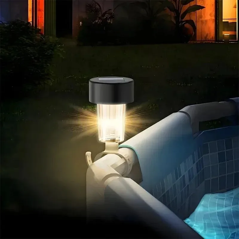 1-10PC Solar Pool Light Hanging LED Cylinder Lamp Waterproof IP44 Warm White for Above Ground Pool Outdoor Garden Decoration Use