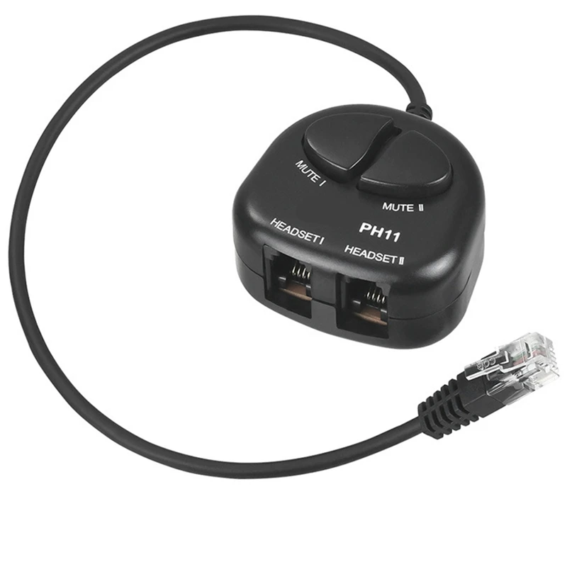 TWO Mute Switch Training Adapter Dual RJ9 Sockets To RJ9 Headset Male Plug For Call Center Headset Training Adapter 4P4C-N35R