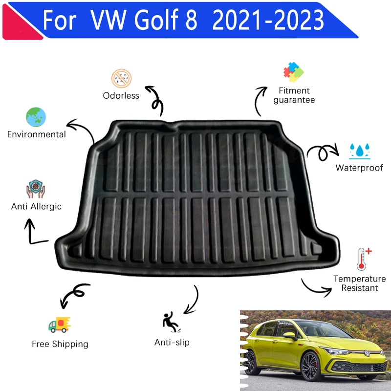 

Коврики для багажника автомобиля VW Golf 8, аксессуары, Volkswagen Golf Mk8 Golf8 2021 ~ 2023, задний грузовой поднос, коврик для багажника, задние накладки, автомобильные аксессуары