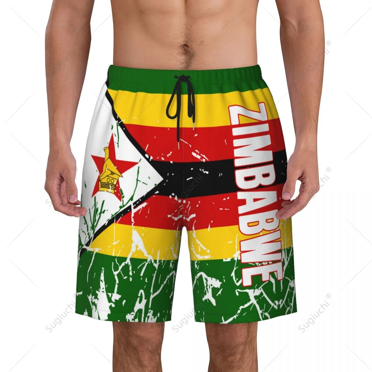 

Men's Zimbabwe Flag Beach Pants Board Shorts Surfing Boys Soccer Cycling Swimwear Running Polyester