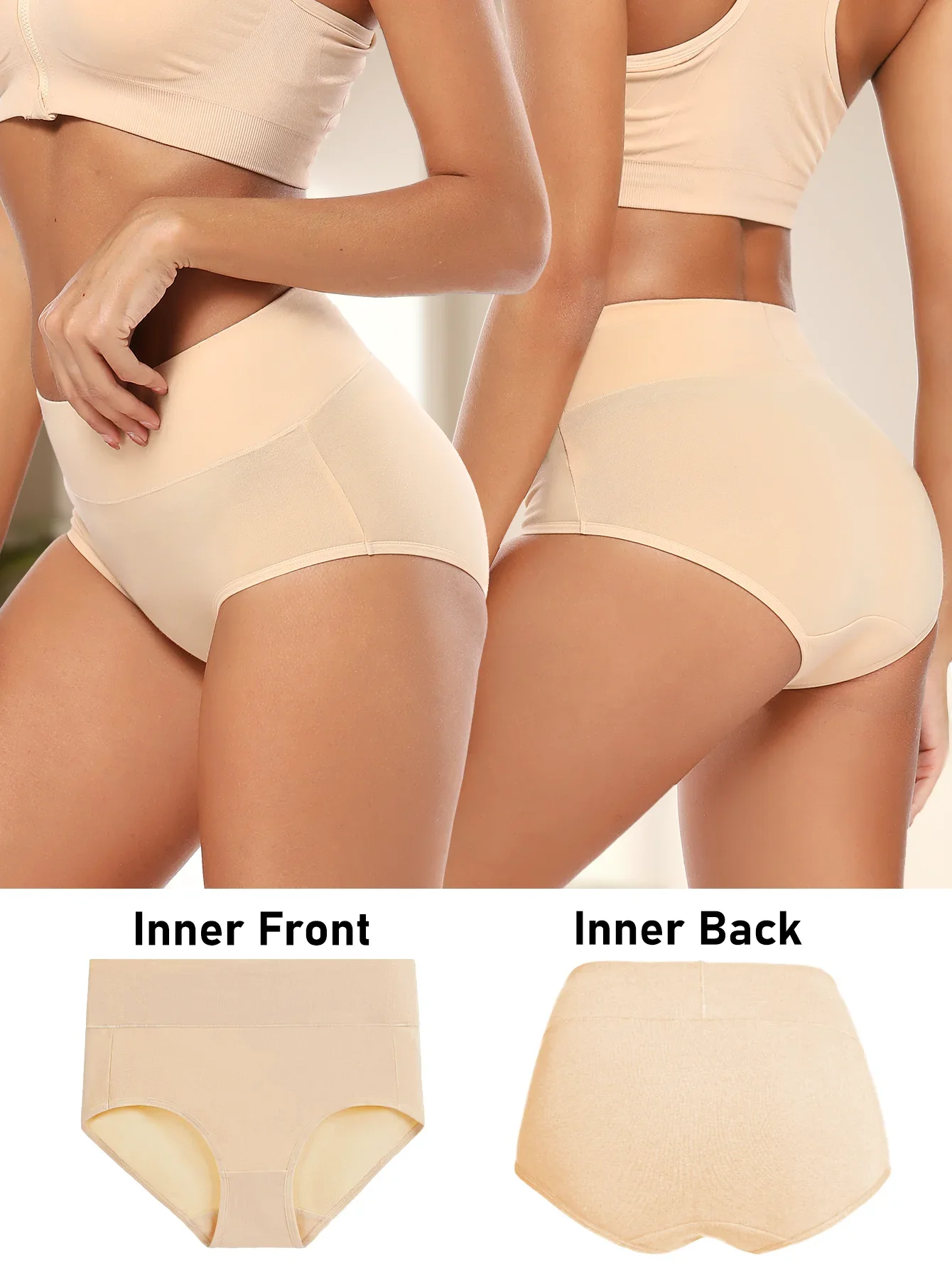 High Waist 5Pcs/Set Cotton Panties Women Body Shaper Fashion Briefs Plus Size S-5XL Underwear Breathable Comfort Female Lingerie