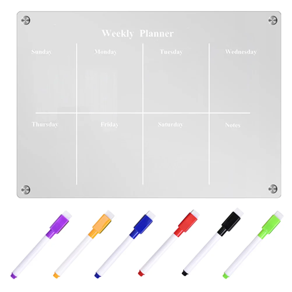 Magnetic Refrigerator Planning Whiteboard Transparent Clear Blank Dry Erase Meal Acrylic