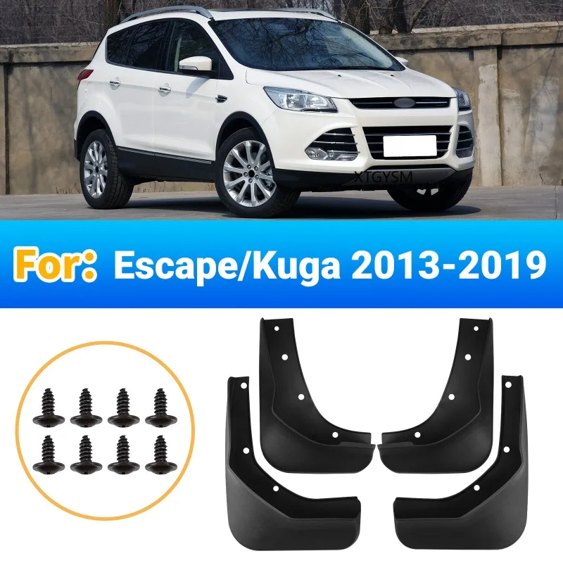 4pcs Set Car Mudguards For Ford Kuga Escape 2013-2019 Splash Guards Front Rear Mud Flaps Fender ABS Parts Automotive Accessories