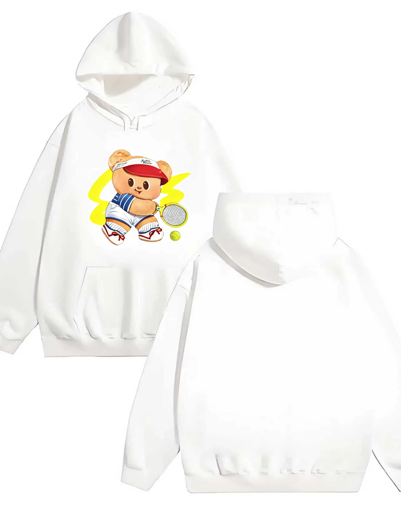 Felpa con cappuccio resistente 330G l'ultimo pullover ampio casual da uomo e da donna con stampa di orsi carini e alla moda nel 2025