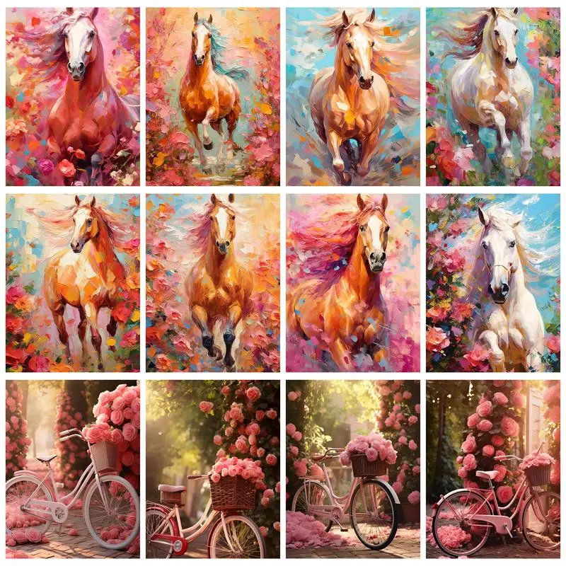 RUOPOTY Oil Painting By Numbers Running Horse Digital Painting Acrylic Paint Paintings Art Supplies For Adults Indoor Wall Decor