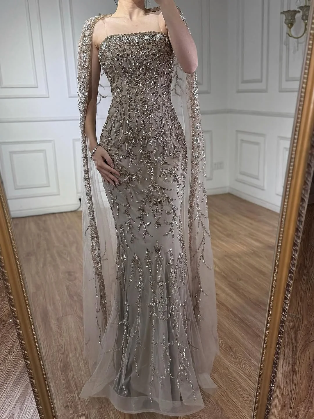 Novo design sexy luxo miçangas lantejoulas tule encantador sem alças até o chão elegante sereia noite baile de formatura vestido de festa formal