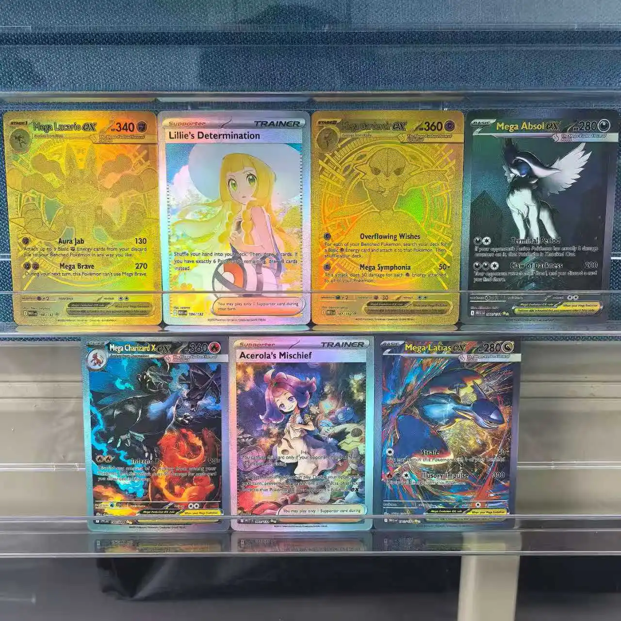 

7Pcs PTCG English Pokemon Collection Cards Mega Lucario Gardevoir Lillies Mischirf EX Classic Game Anime Cards Gift Toys