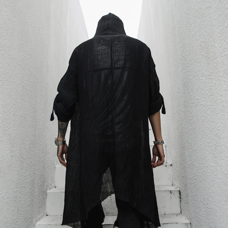 

Wasteland Style Clothes Dark Designer Mid-Length Men's and Women's Black Coat Loose Cloak Cloak Coat