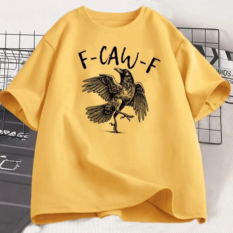 เสื้อยืดลายอีกาตลก เสื้อยืดคนรักอีกาดำ เสื้อยืดแขนสั้นสไตล์โกธิค เสื้อยืดแฟชั่นลายกราฟิก เสื้อยืดผู้หญิง เสื้อผ้าสตรีทแวร์ Y2K