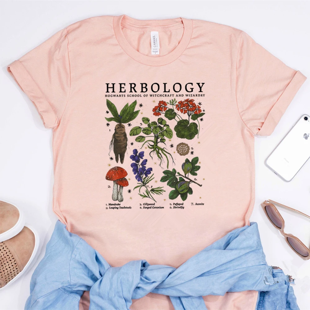 Herbology Plants T-shirt Magic Wizard Witchcraft School Shirt Plants Botanical Herbology Tee Unisex Short Sleeve Tees Wizard Top