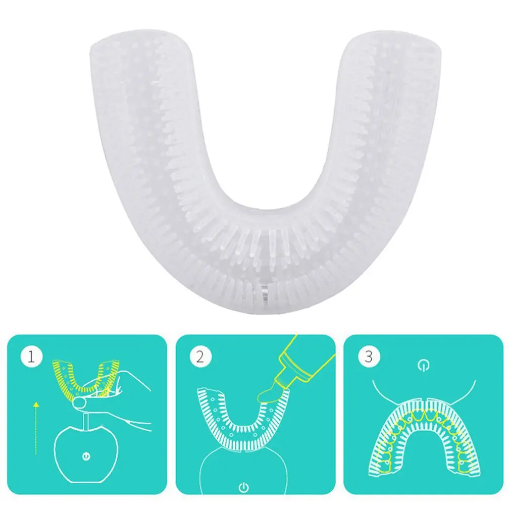 Design à prova dwaterproof água u forma crianças silicone 360 graus sônico escova de dentes elétrica automática branqueamento escova de dentes
