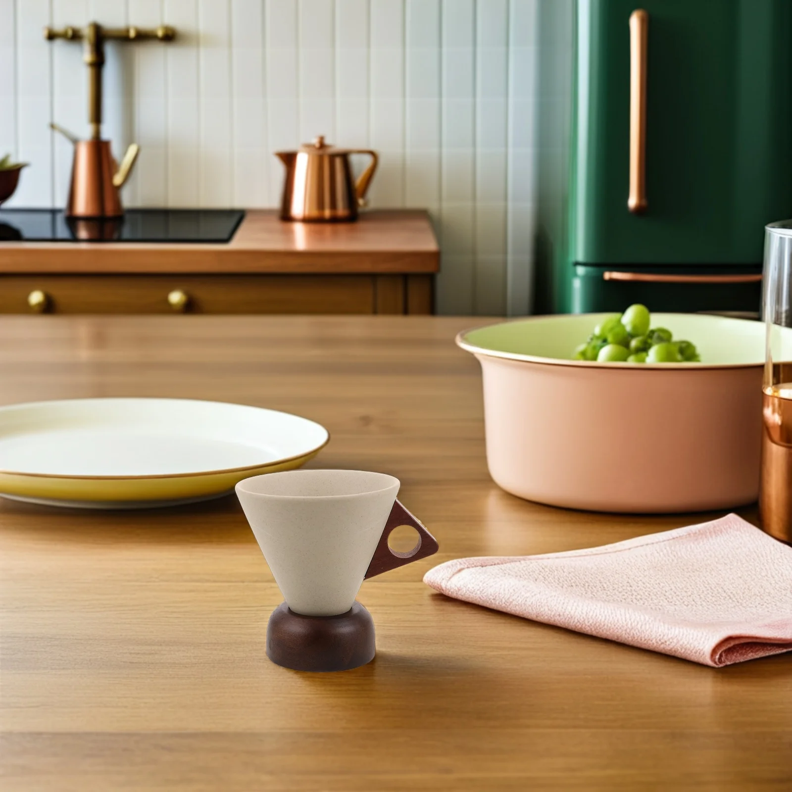 

Ceramic Funnel Coffee Cup Mug Cute Espresso Cups with Saucer Creative Teacups Base Japanese-style