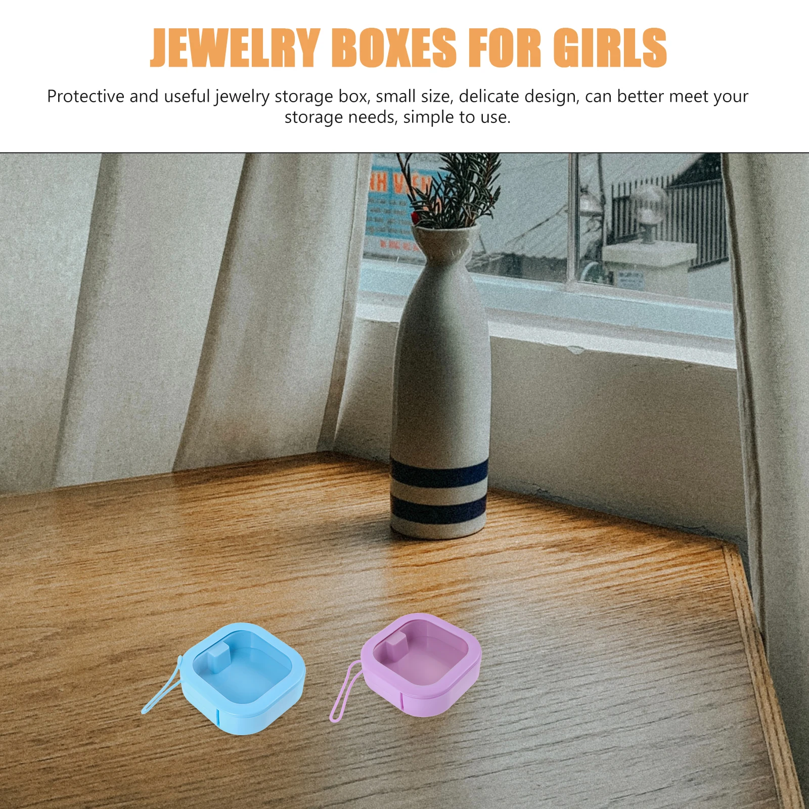 

2Pcs Portable Storage Boxes Blue Purple Travel ganizer Jewelry Box For Girls Case Mini Desk Decor Display Tool