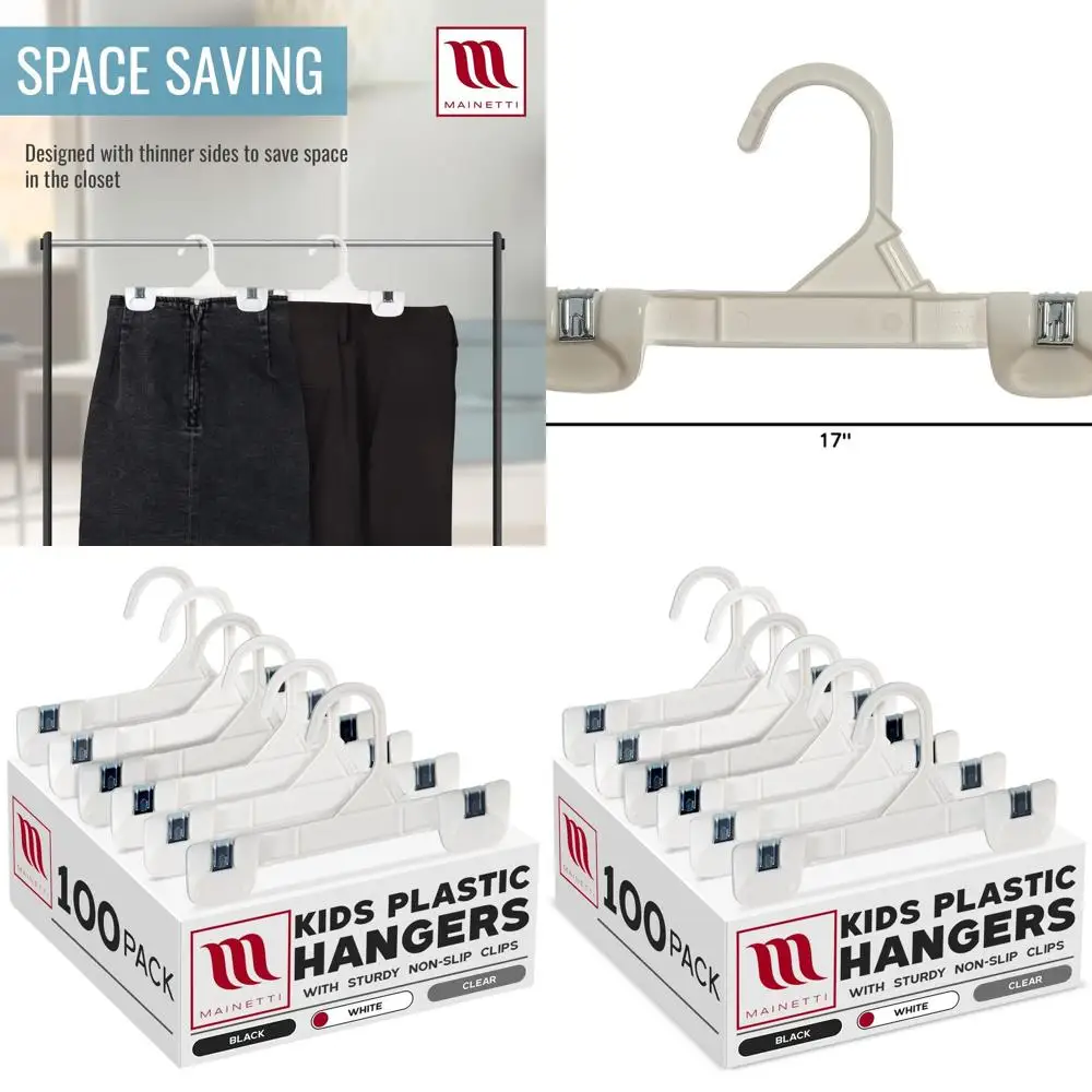 

100 упаковок 8-дюймовых белых пластиковых вешалок, прочных и идеальных для подвешивания брюк, юбок и нижней части
