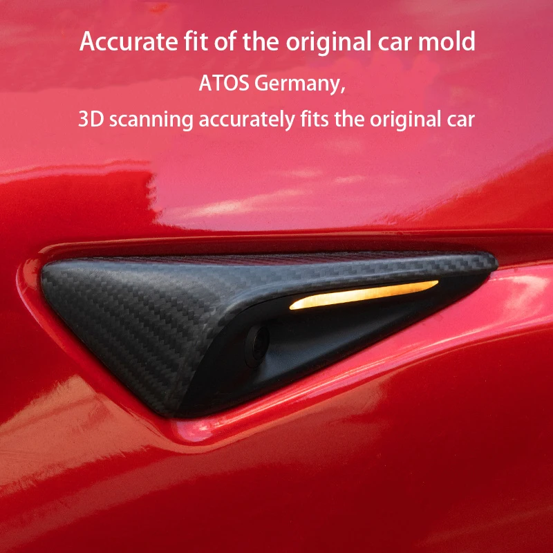 For Tesla New Model 3 Highland 2024/Model Y Side Camera Cover Lens Protector Real Carbon Fiber Bright/Matte Carbon Fiber Pattern