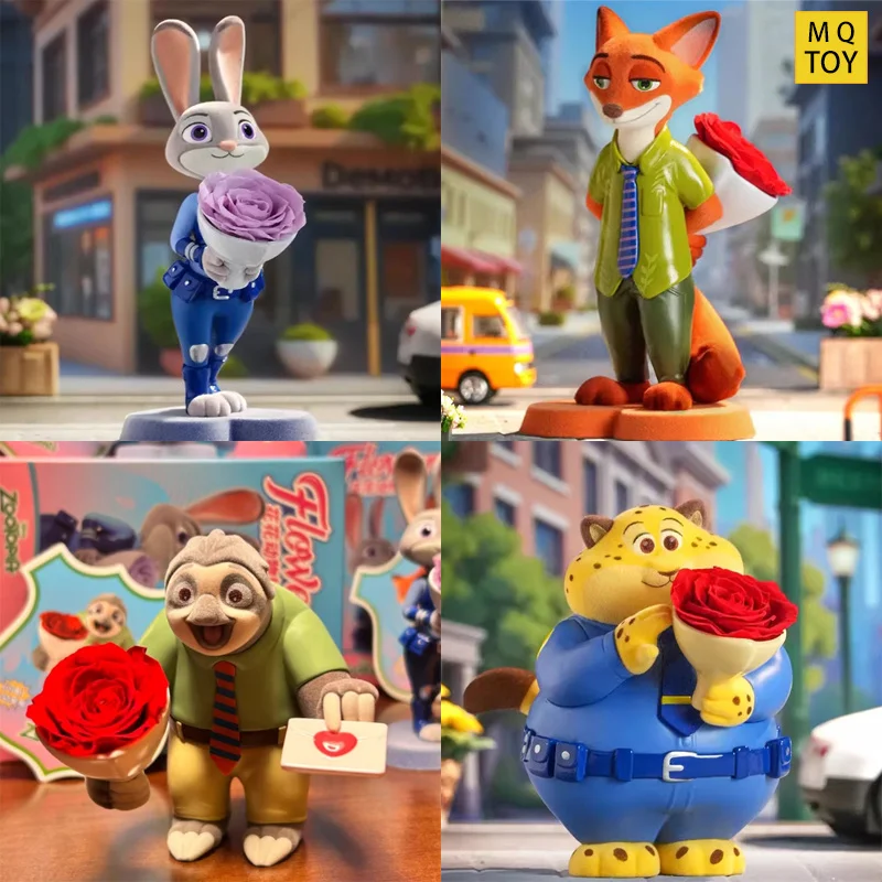 

Zootopia Цветочная городская слепая коробка Подарок на годовщину Фигурки Джуди и Ника Вечная роза Стеклянный купол Декор Модная игрушка-консервированный цветок