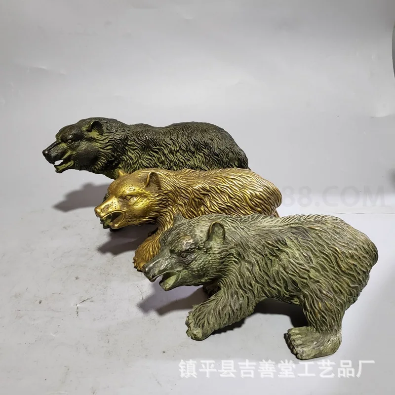 

Copper Black Bear Home Decor Metal Craft Ornament Antique Style Animal Sculpture Bear Ornament