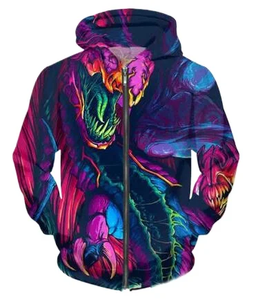

New Men/Women Hyper Beast 3D Printed Casual Zipper Hoodies Fashion Men Loose Sporting Zip Up Hoodies