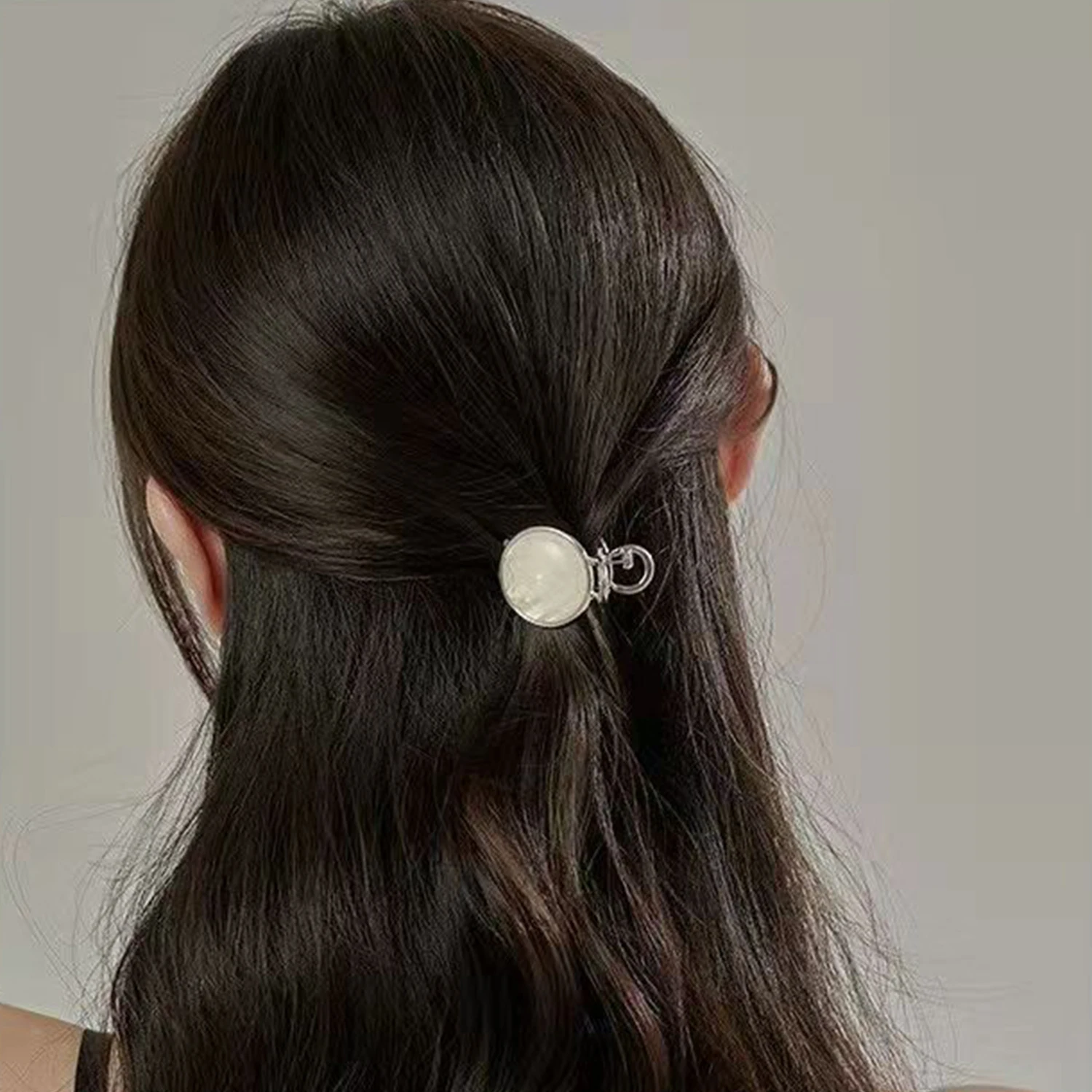 Small Size Round Pearl Claw Clips Pearlescent Half-tie Ball Head Hairpin Hair Styling Hair Clip Elegant Women Metal Barrettes