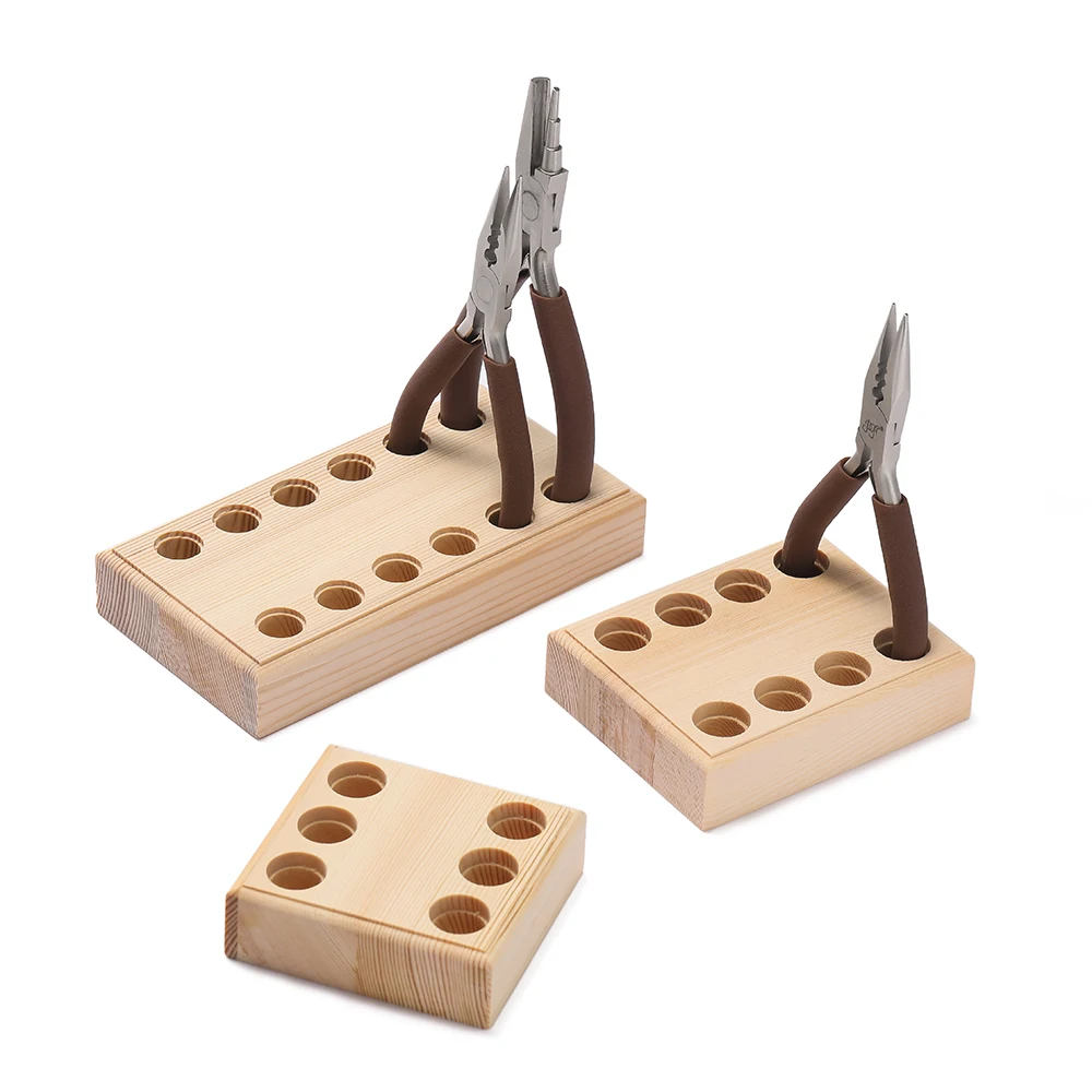 1pc Hardwood Plier Organizer Rack with 6/812 Holes Compact Storage for Jewelry Tools Holder Space Saving Workshop Block