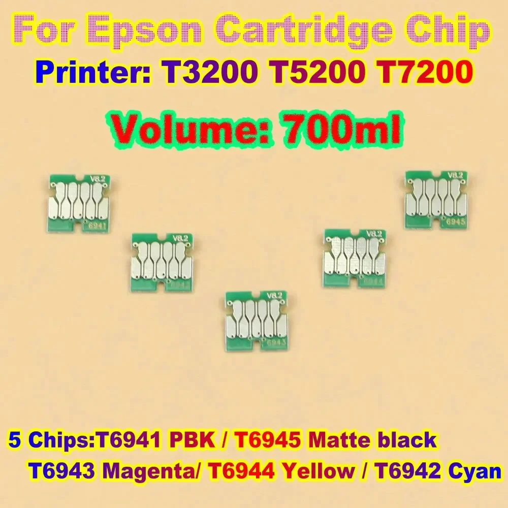 Chips T5200 Chip For Epson T3200 Tank Chip Ink Cartridge Chips for Epson SC T3200 T5200 Cartridge Chip T6941-T6945 T7200 Chips