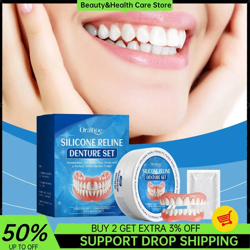 

False Teeth Silicone Upper Lower Veneers Perfect Laugh Veneers Dentures Comfortable False Teet Suitable for Various Oral Cavity
