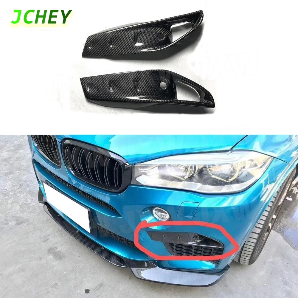 

JCHEY 2Pcs Dry Carbon Fiber Front Foglamp Trim Eyelids Air Vent Grill Frame Covers For BMW X5M F85 X6M F86 2015 -2019 FRP Car