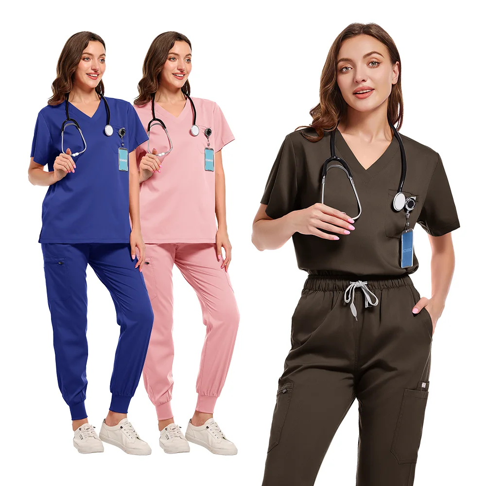 

Women's Medical Uniform Surgical Uniforms Woman Man Health Trousers Sets Nurse Outfit Scrubs Scrub Tops Pants New Two Piece Set