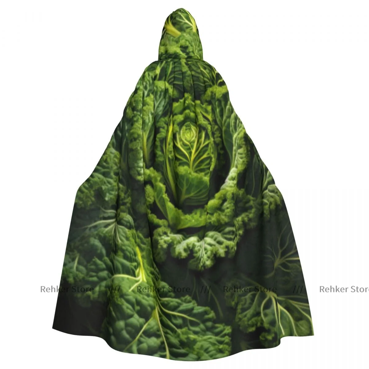 Large Green Cabbage Hooded Cloak Coat Halloween Cosplay Costume Vampire Devil Wizard Cape Gown Party