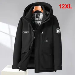 Wodoodporna kurtka puchowa Mężczyźni Zimowe ciepłe grube kurtki Plus Size 12XL Męska kurtka outdoorowa Moda Casual Camp Jacket Płaszcz męski