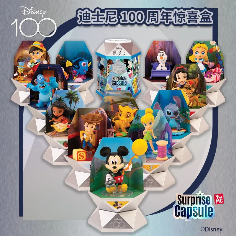 

Disney 100th Anniversary Surprise Capsule Mickey Snow White Stitch Character Kids Blind Box Collectible Figure Toy Collection