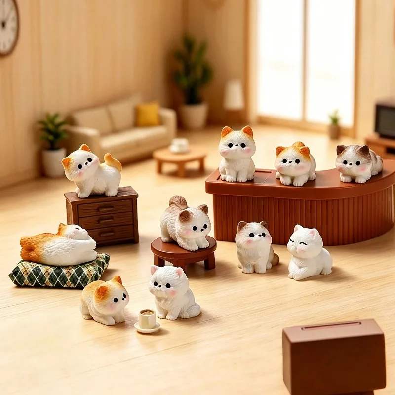 10/PCS Creative Micro Landscape Miniature Simulation Kitten Figurine Cute DIY Home Desktop Decoration Small Ornament Accessory