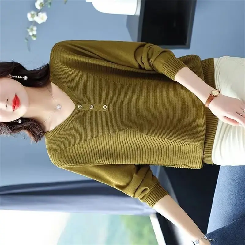 Spring Autumn New Sweater Women's Fashion Plus Size Knitwear Bottoming Shirt Female Coat Middle-Aged Mother Pullover Joker Top