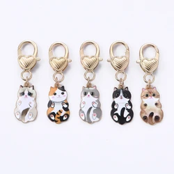 Cute Cartoon Cat Keychain Metal Enamel Kitten Keyring for Women Trendy Headphone Case Pendant Backpack Charms Bestie Gifts