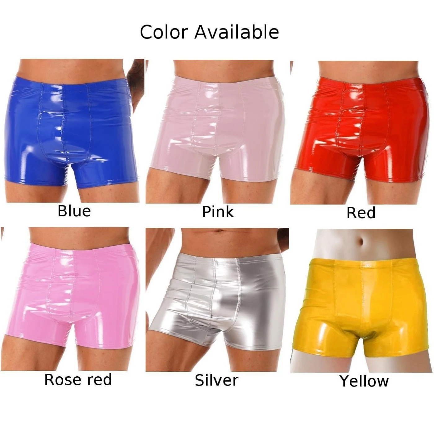 Men Faux Leather Shorts Brief Wetlook Latex Underpants Trunks Underwear Nightclub Flats Elastic Bulge Pouch Panties